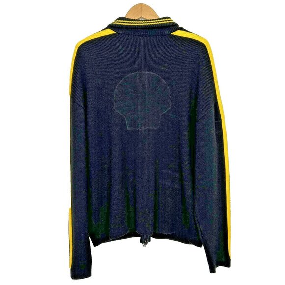 VTG 70s Curling Sweater Mens Size XL Wool Blend Zip Front Cardigan Retro Hipster - Picture 3 of 5